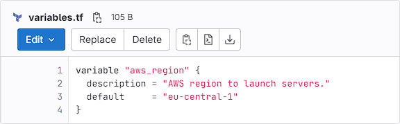 Terraform variables example